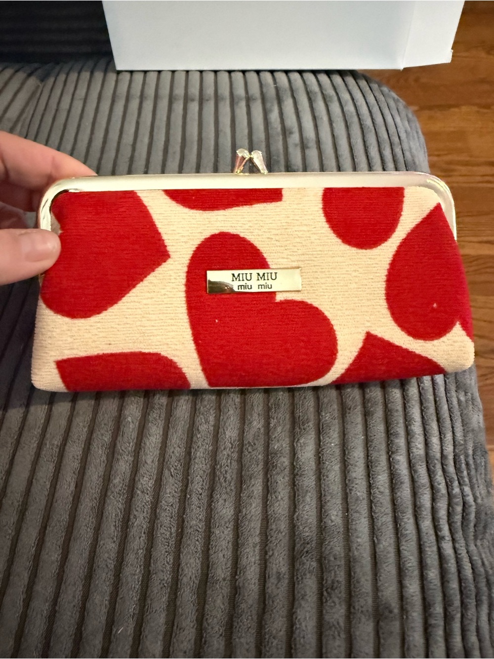 Miu Miu Red Heart Pattern Clutch no chain GWP brand new with box